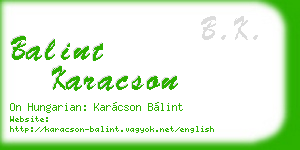 balint karacson business card